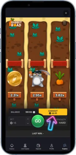 Cash out option in Rabbit Road casino NZ