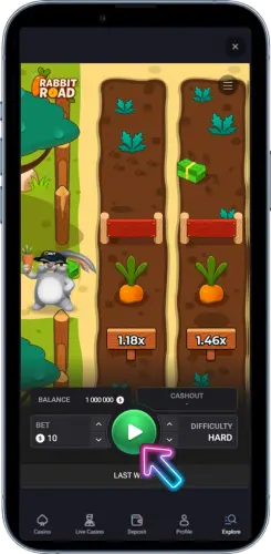 Start round in Rabbit Road slot real money